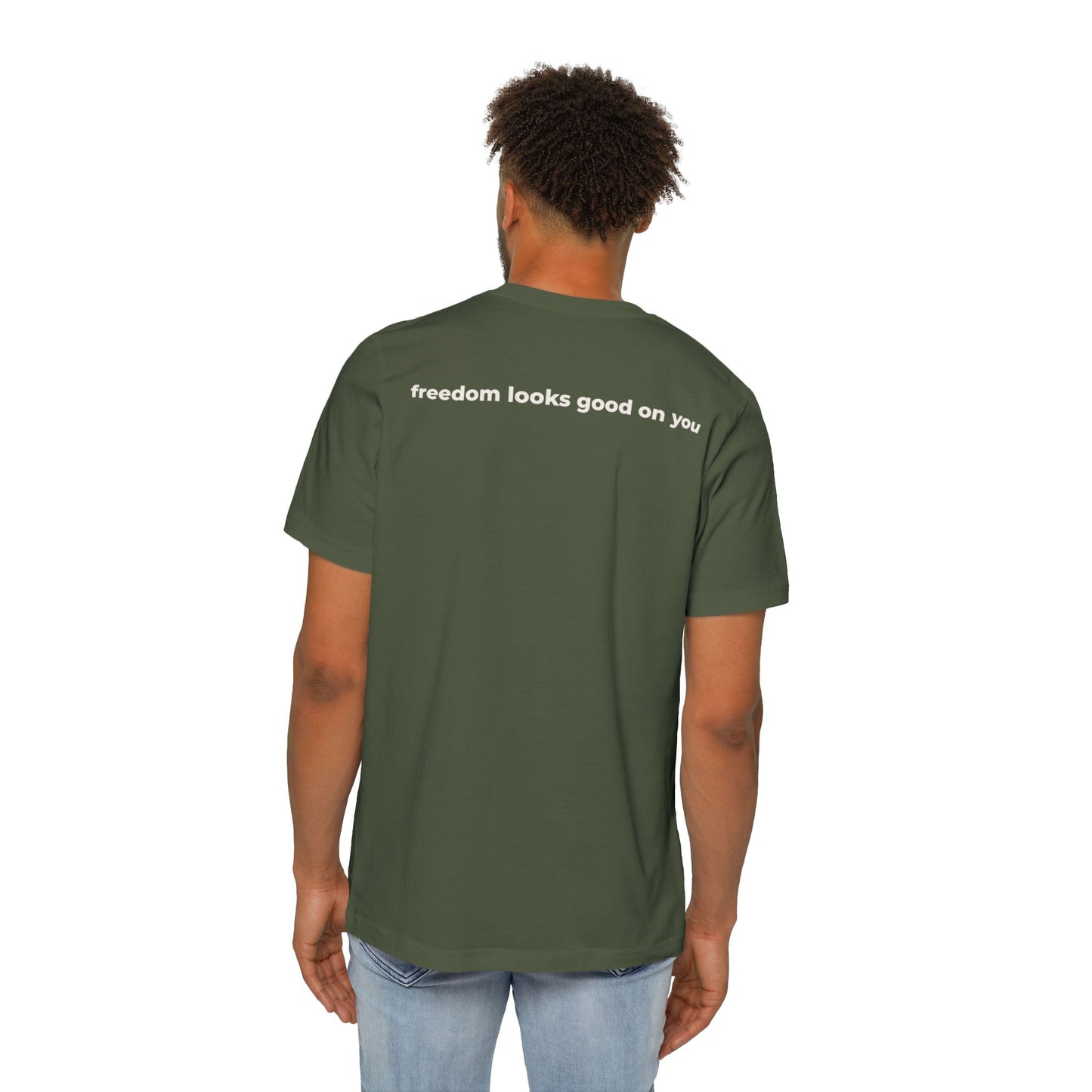 Live Free T-Shirt — 'Live Free' Front & 'Freedom Looks Good On You' Back, Patriotic Casual Tee